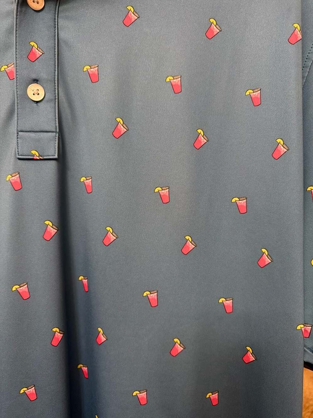 FootJoy Lisle Golf Polo Transfusion Drink Print Blue Men's XL - Picture 2 of 6